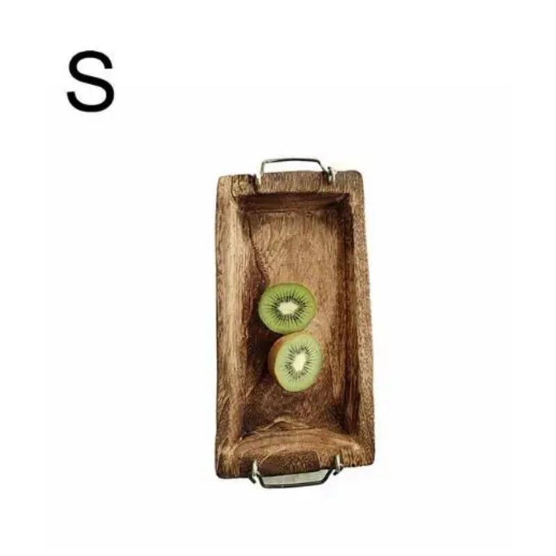 Log Tray Rectangular Wooden Tea Solid Wood Hotel Dinner Coffee Serving Dessert Bread Snack Fruit  Storage Decorative