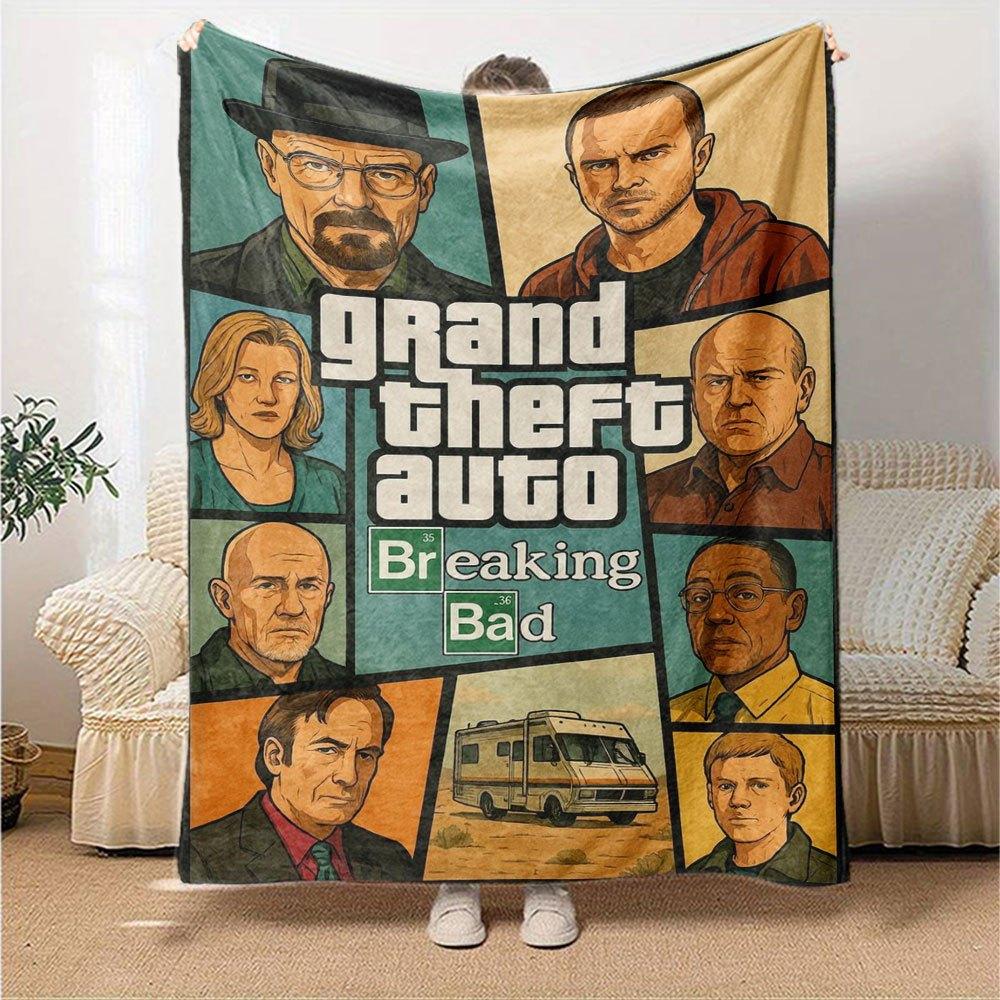 1pc Grand Theft Auto Soft Flannel Blanket with Designer Print A cozy blanket for all seasons, perfect for the couch, bed, office