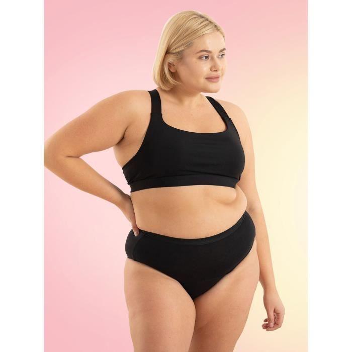 Weekiss Boyshort culotte menstruelle, culotte de regle flux abondant coton, XXL (44), 5 slips 15% de réduction, noir