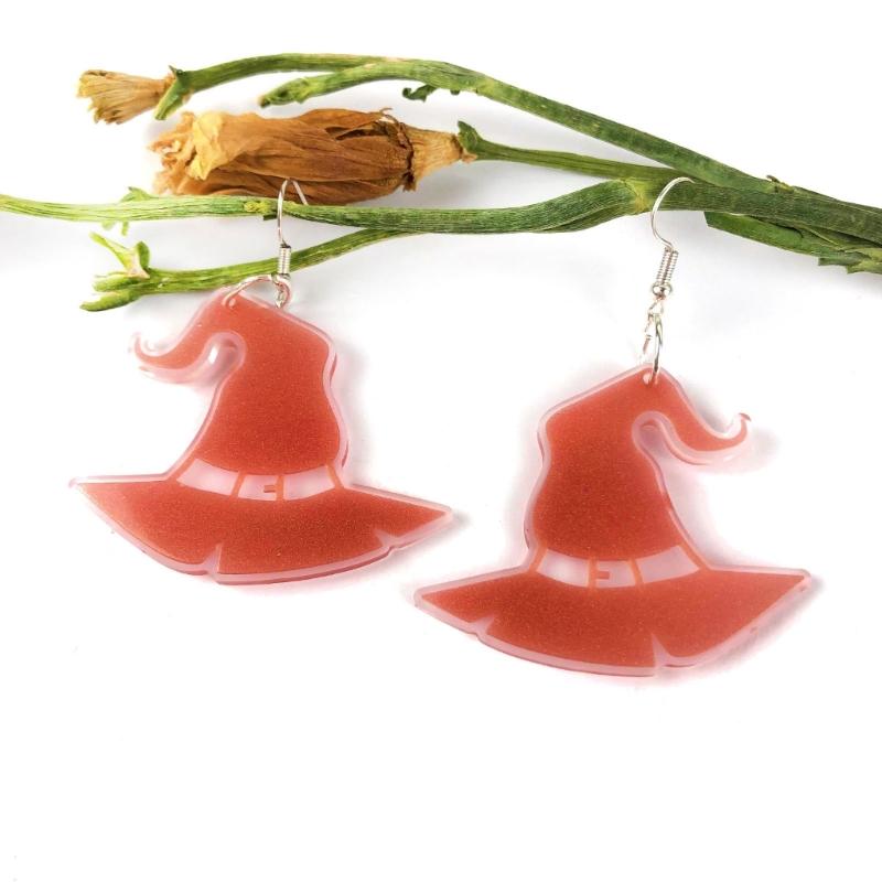 Halloween Geometric Witch Hat Earring Epoxy Resin Silicone Mold Luggage Bag Tags Casting Molds with Hole for DIY Crafts