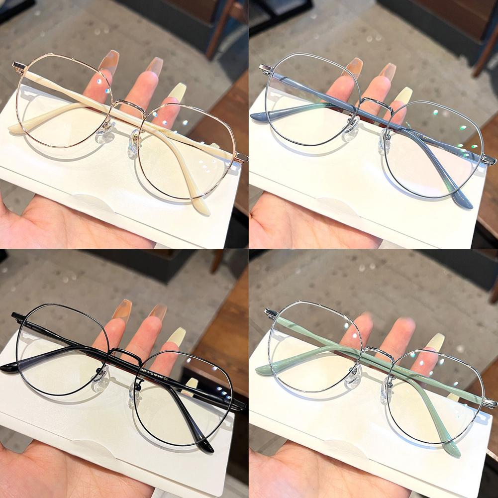 Modische Damenbrille Legierung Beliebte Quadratische Brille Ultraleicht Trendig Koreanisch Transparentes Gestell Metallbrille