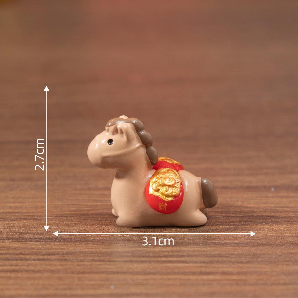 1/4Pcs DIY Car Decoration Office Desktop Decor Ornaments 2026 Horse Year Miniature Ornaments Zodiac Cartoon Lucky Pony