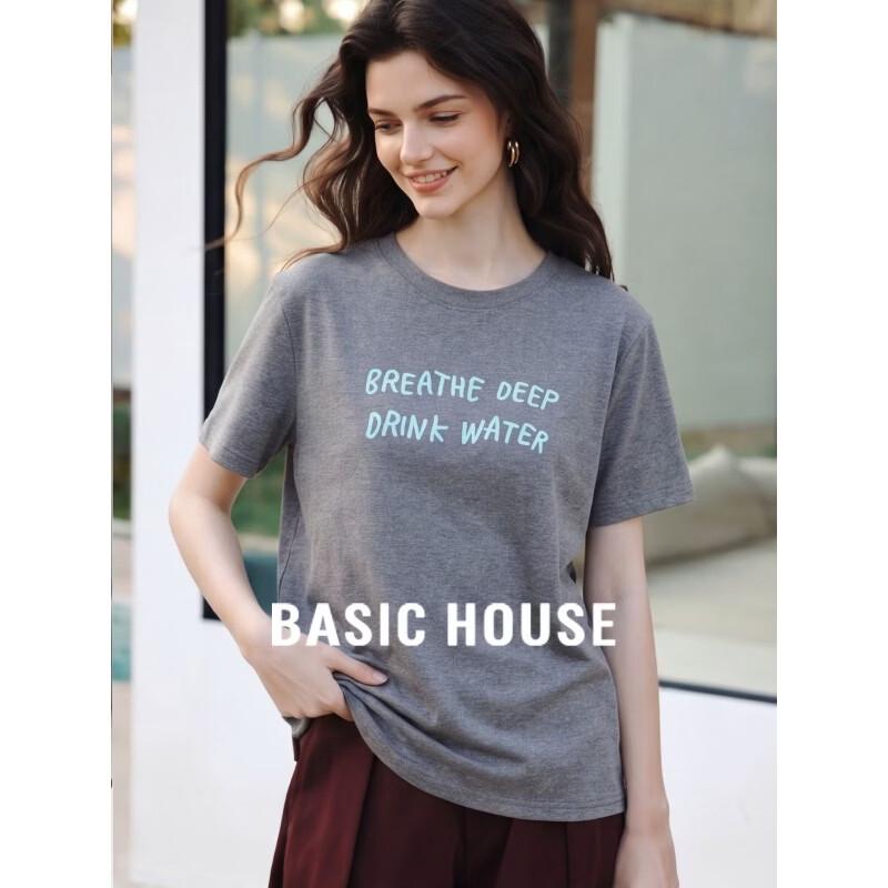 Basic House Women s Retro Grey Printed T-Shirt L