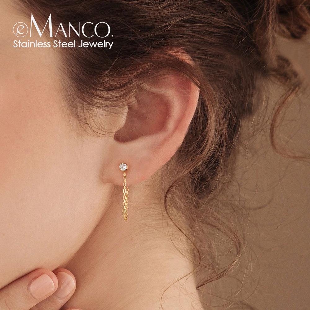 eManco Tassel Colorfast Rhinestone Earrings - European & American Light Luxury, Personalized & Versatile Studs