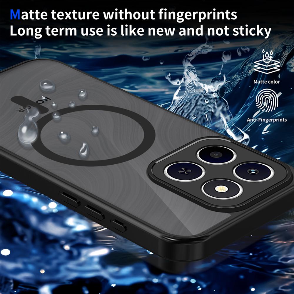 KEYSION Matte Translucent Magnetic Phone Case for HONOR X7d 5G Silicone+PC Clear Shockproof Cover for Honor 400 Smart 5G