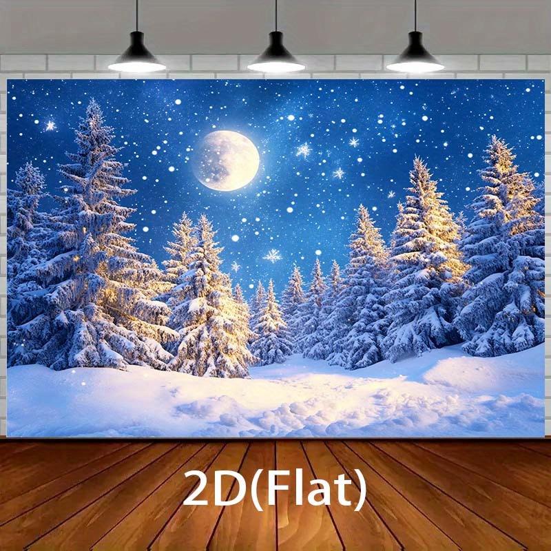 1 Winter Wonderland Moonlight Forest Background - Snowy Pine Trees Sparkling Stars Spotlight Photography Background