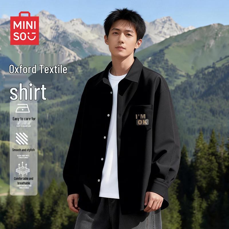 MINISO Men s Oxford Casual Long Sleeve Shirt L