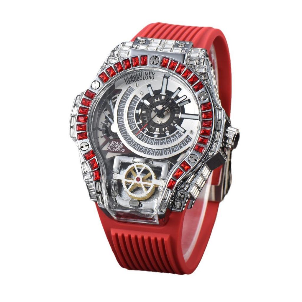 Men's Quartz Watch with Three-Needle Design, Sports Style, Irregular Full Diamond Shape, Similar to Jason Statham's Watch in Warcraft.