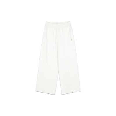 Yazan Series Solid Mid-Rise Straight-Leg Knitted Wide-Leg Casual Pants Women Bottoms Cotton-Candy-White L423W153-0074