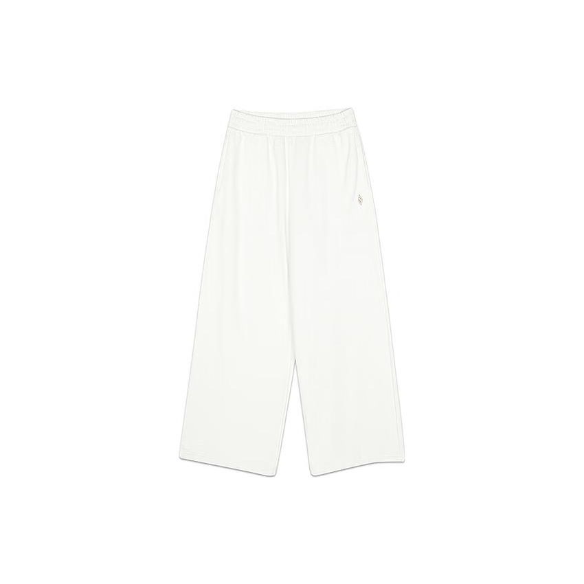 Skechers Yazan Series Solid Mid-Rise Straight-Leg Knitted Wide-Leg Casual Pants Women bottoms Cotton-Candy-White L423W153-0074 L