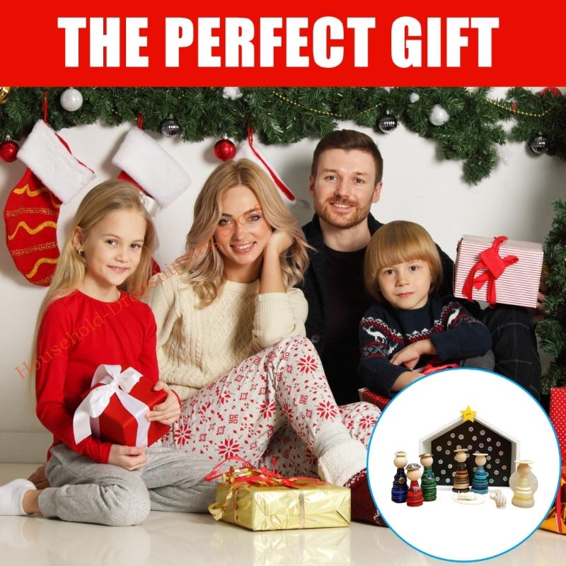 Christmas Nativity Scene Craft Buttons Tabletop Ornament Religious Christian Gifts DIY Button Christmas Ornament
