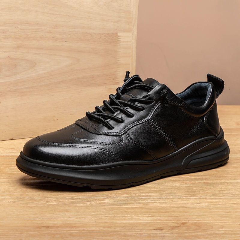 Men's Shoes Autumn and Winter First-layer Cowhide Men's Genuine Leather Sports Shoes Casual Lace-up Versatile Soft Leather Platform Shoes