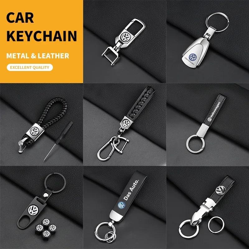 Metal Leather Car Keychain Key Ring Badge Accessories For Volkswagen Golf-5 6 7 MK6 Jetta Lavida Polo Tiguan Passat B5 B6 B7