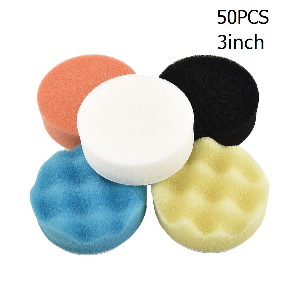 50 piezas 3 Pulgadas/75mm Esponjas de Pulido de Coche Almohadillas de Espuma Discos Herramienta de Limpieza Pulido Encerado de Coche Herramienta de Reparación de Arañazos de Carrocería