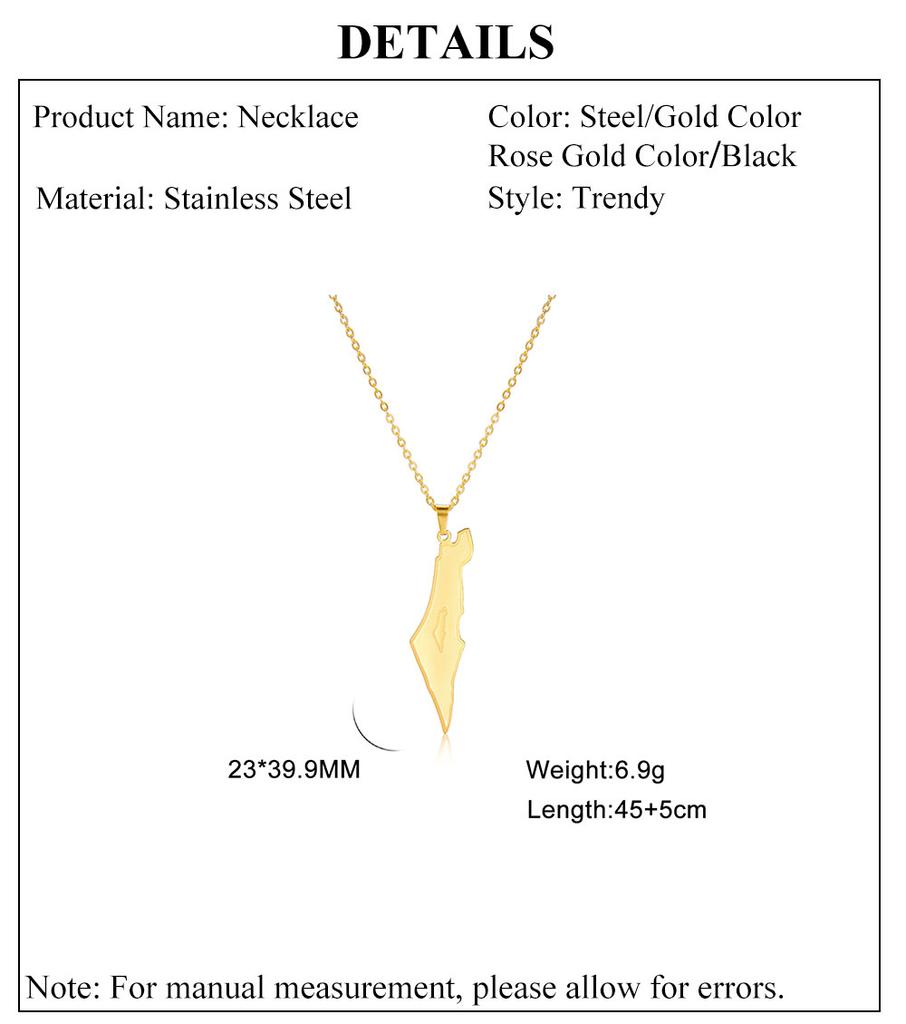 Cazador Stainless Steel Jewelry 2025 Israel Palestine Map Pendant Necklace for Women Gold Color Geography Country Gift Wholesale