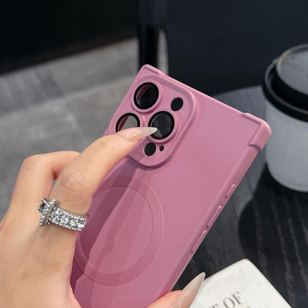 Applicable To IPhone16 Magnetic Suction Phone Case Apple 15 Promax Four Corner Anti Fall TPU with Lens Film Protection Case
