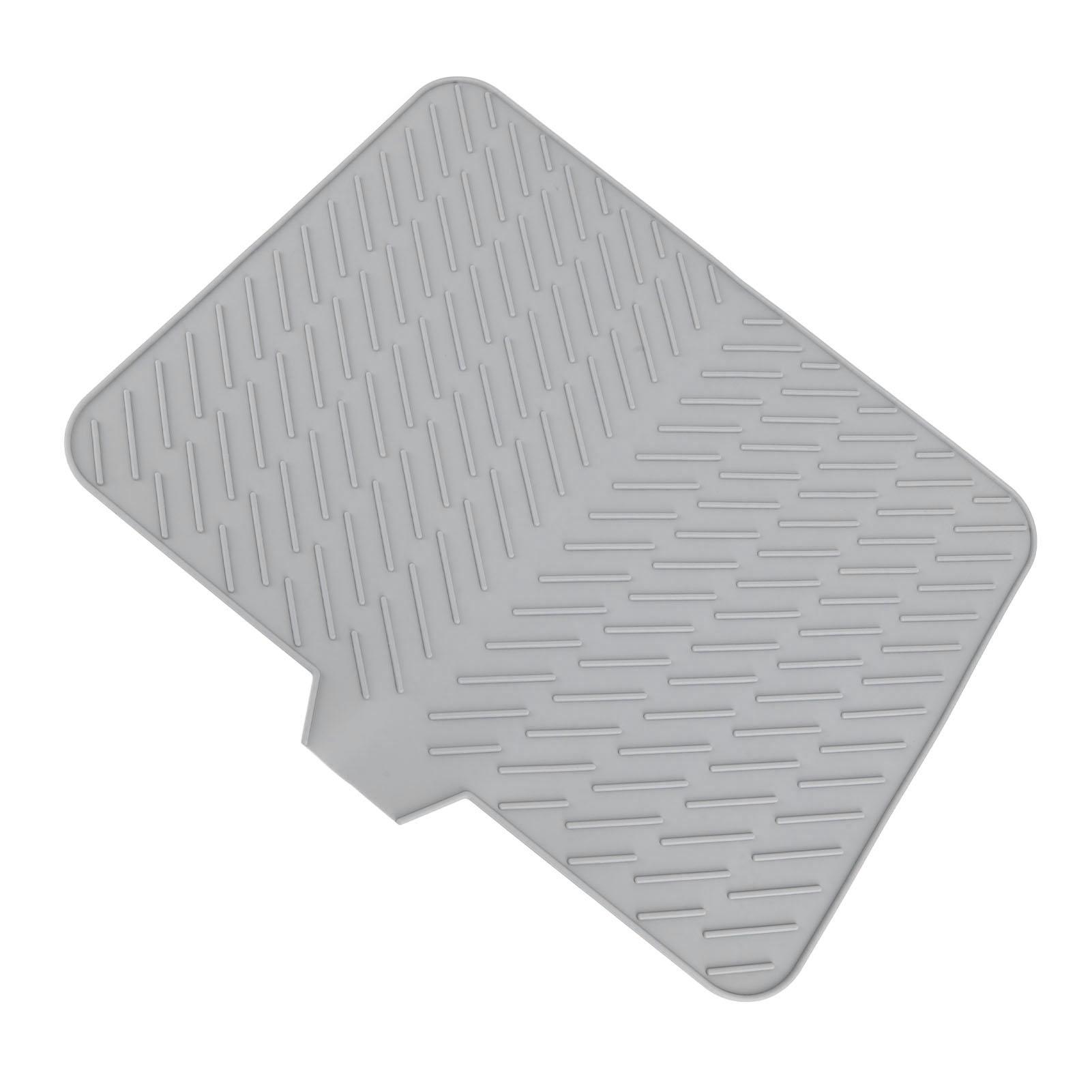 

Silicone Dish Drying Mat with Built in Drain Lip Prevent Water Build Up Drying Pad Tray for Kitchen Grey