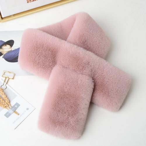 

Зимний толстый пушистый шарф, женский комплект из имитации меха кролика рекса, шарф Джокер, теплый плюшевый меховой воротник с крестиком. китай розовый