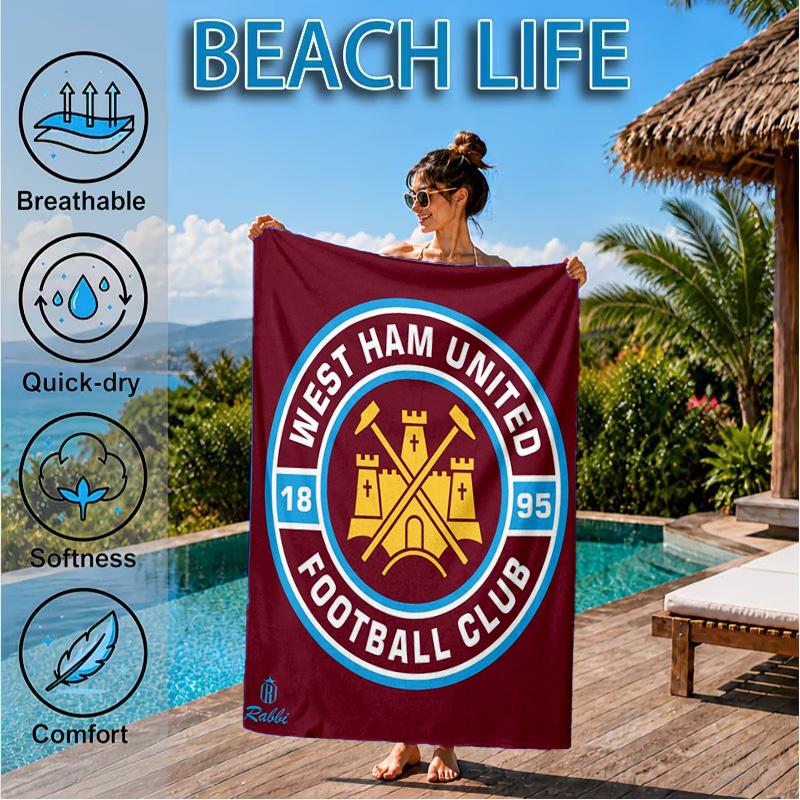 Hammer Football Printed Microfiber Beach Towel, Soft And Absorbent, Quick-Dry, Ideal for Summer Travel, Beach Essential, Swimming Pool