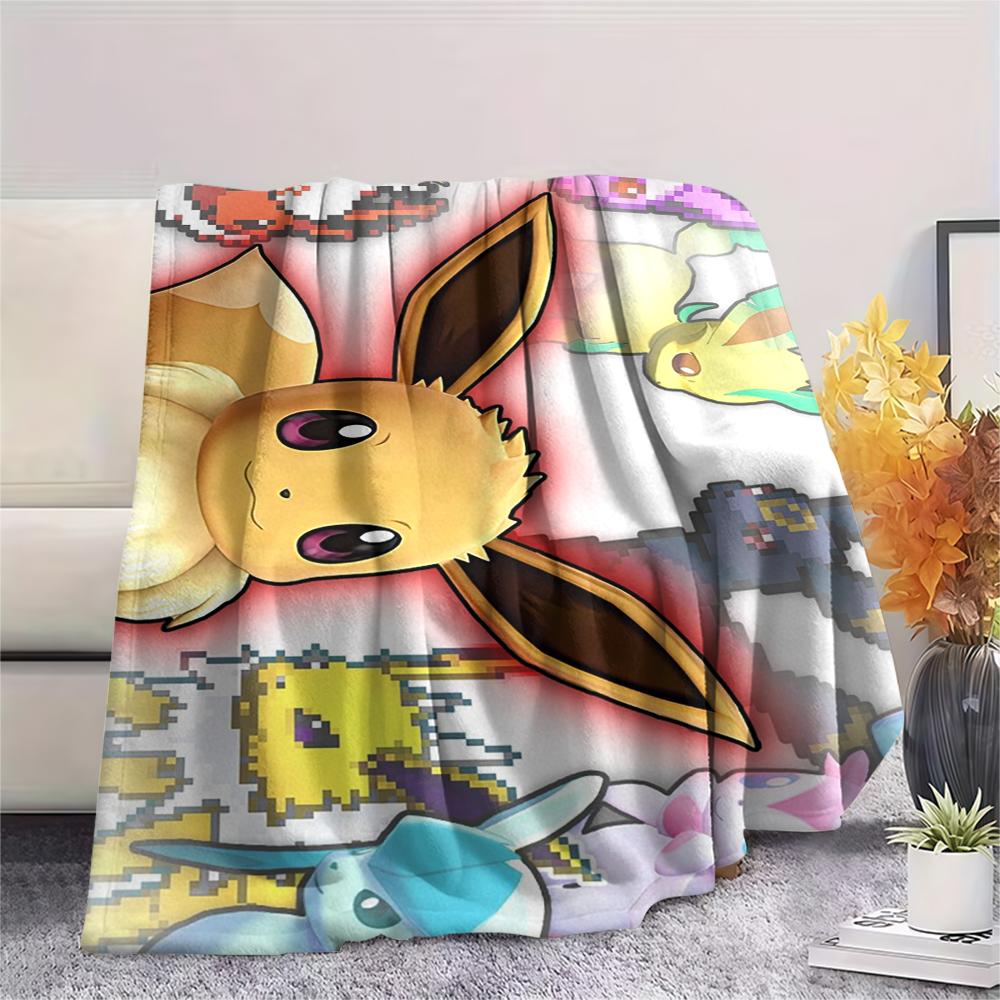 Eevee Muster Flanelldecke, Hohe Qualität, Bequem für Alle Jahreszeiten, Heimdekoration, Wärme und Komfort, Perfekt für Geschenke.