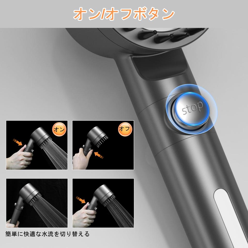 MEKO Shower Head with Bubble Water Purification Gray Micro-Nano Mist, 3+1 Modes, Function,