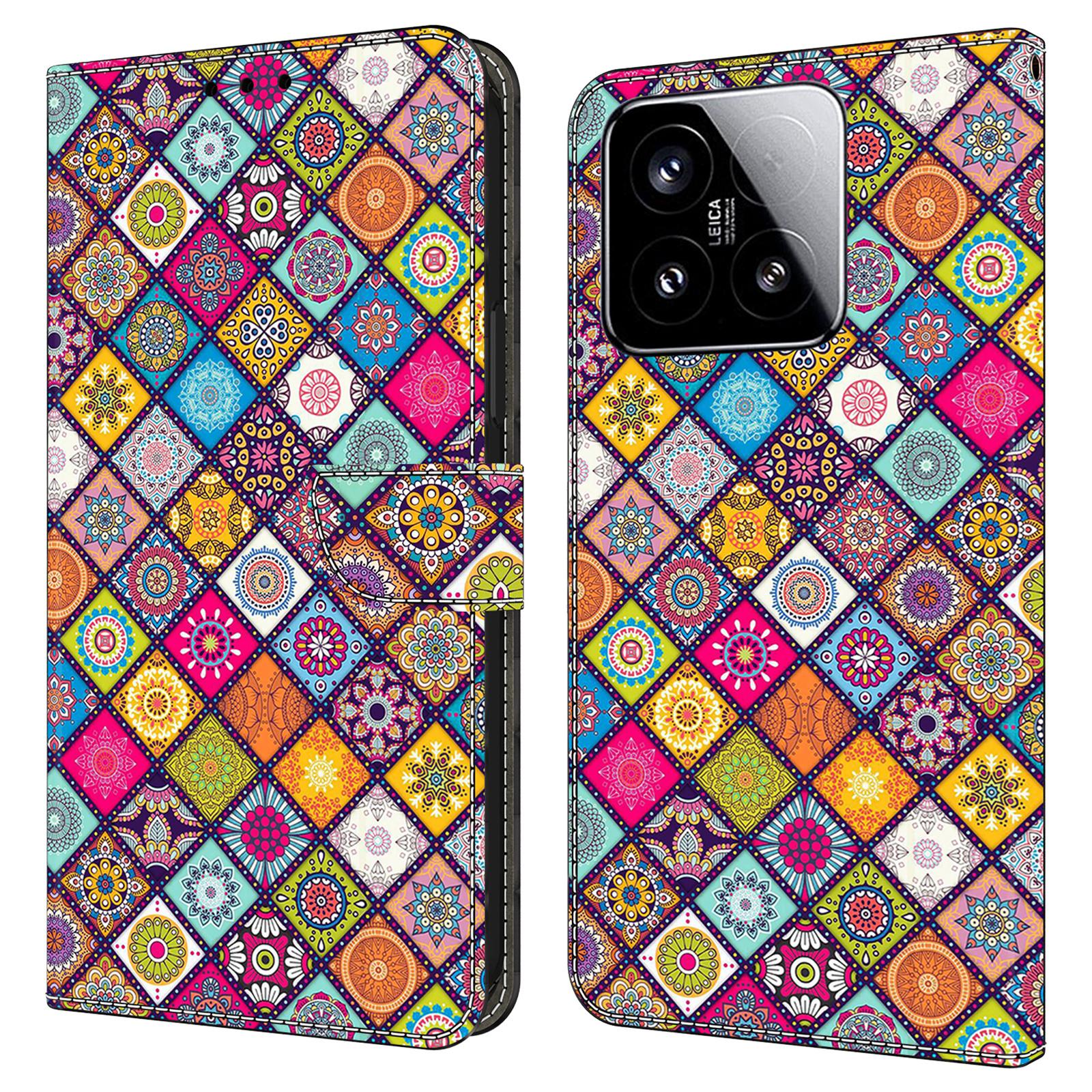 

For Xiaomi 15 Case with Card Slot Pattern Printed TPU+PU Leather Flip Phone Cover C