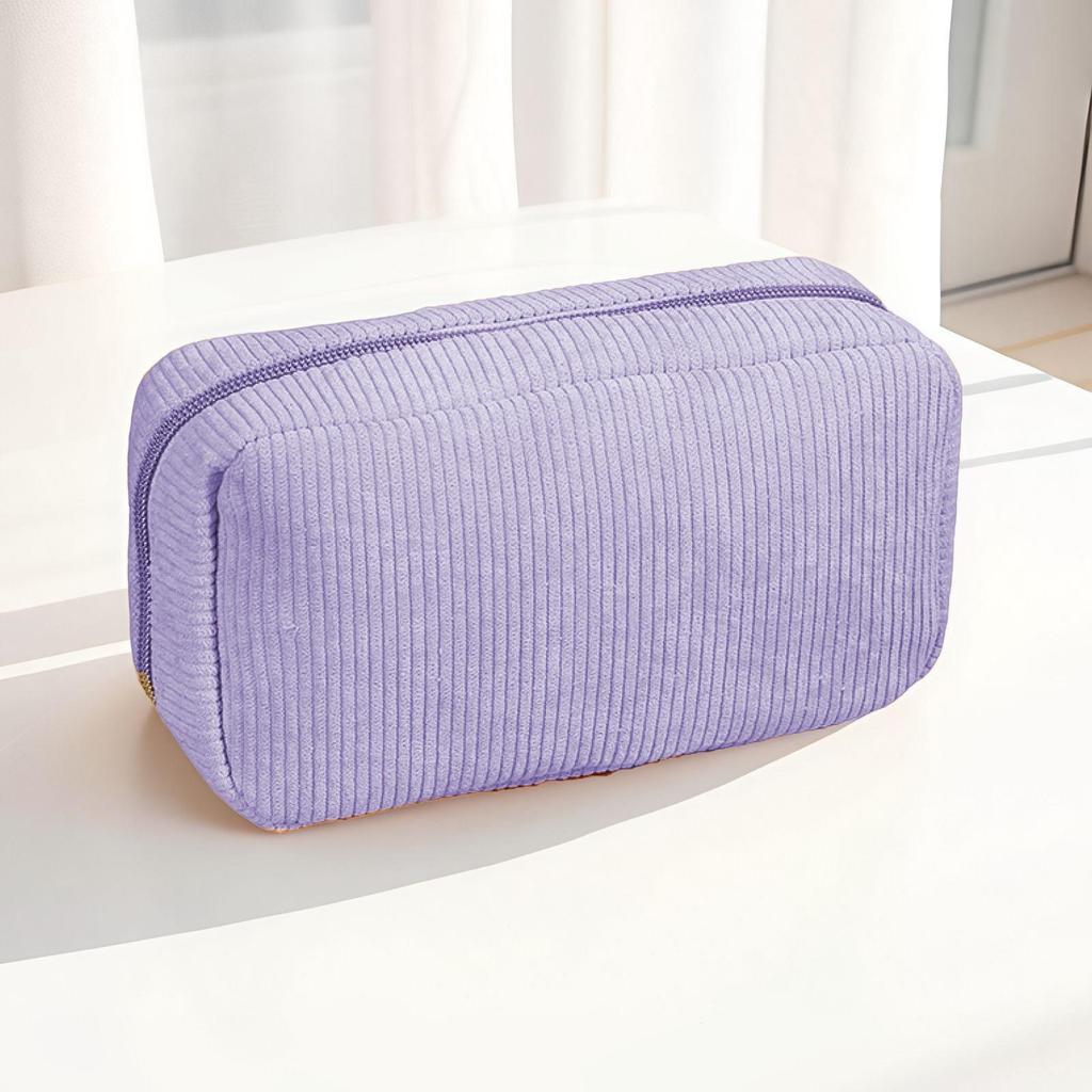 Duży piórnik i kosmetyczka z sztruksu - Przenośny schowek na przybory toaletowe i artykuły piśmiennicze na podróże służbowe