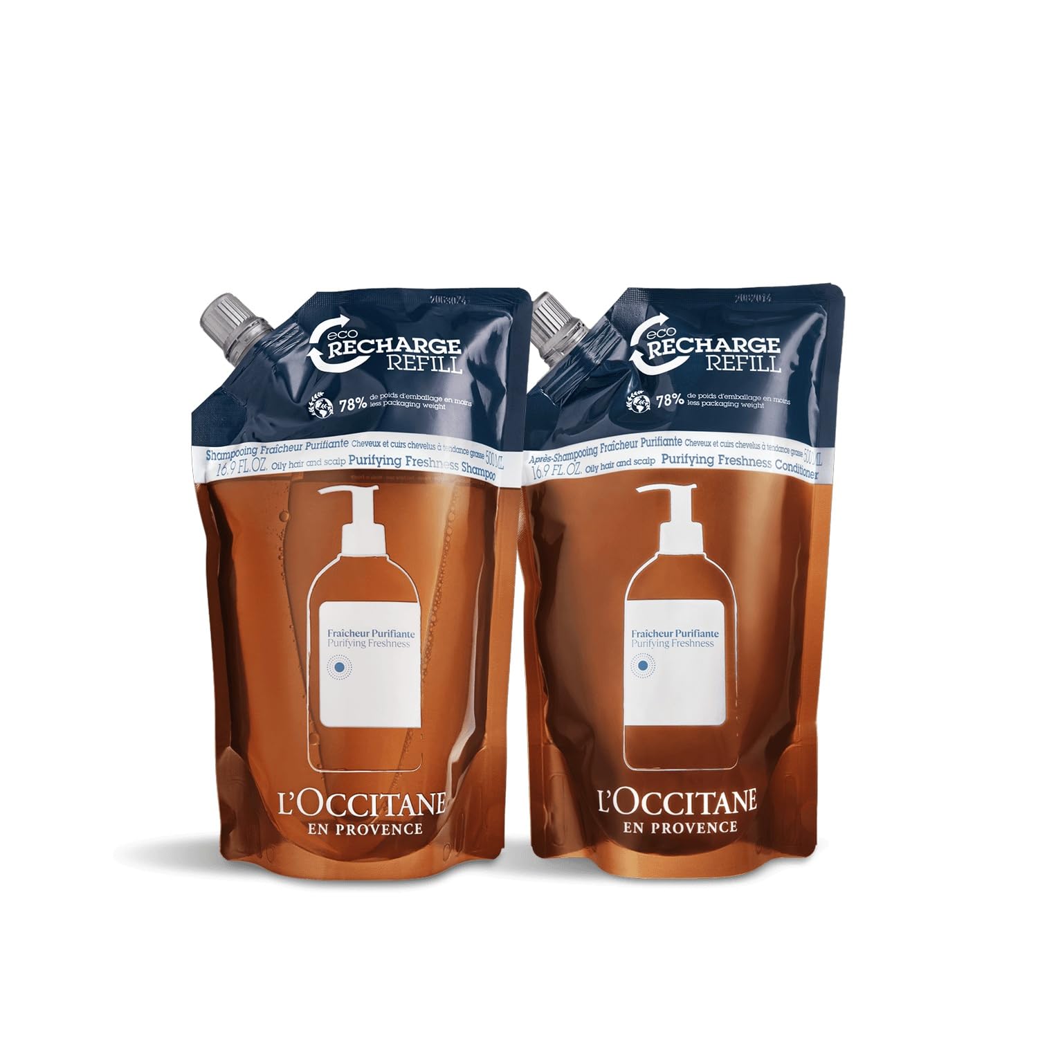 LOCCITANE Pure Fresh Refill Combo (Shampoo Conditioner Set) 500mL x 2 Scalp Care