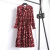 Elegant Floral Chiffon Long Sleeve Casual Vintage Boho Maxi Dress For Women