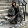 Mens Camo Bomber Jacket Winter Thick Short Puffer Hooded Cotton Coat Streetwear Loose Fit