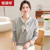 Hengyuanxiang Women's Elegant Long-Sleeve V-Neck Knit Pullover