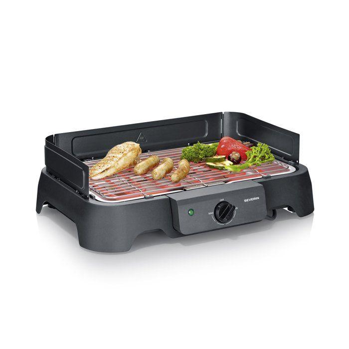 Tabletop Electric Grill - SEVERIN - PG8593 - 2000 W - Cooking Surface 38 X 22 Cm - Stainless Steel Grate - Adjustable Thermostat - Black