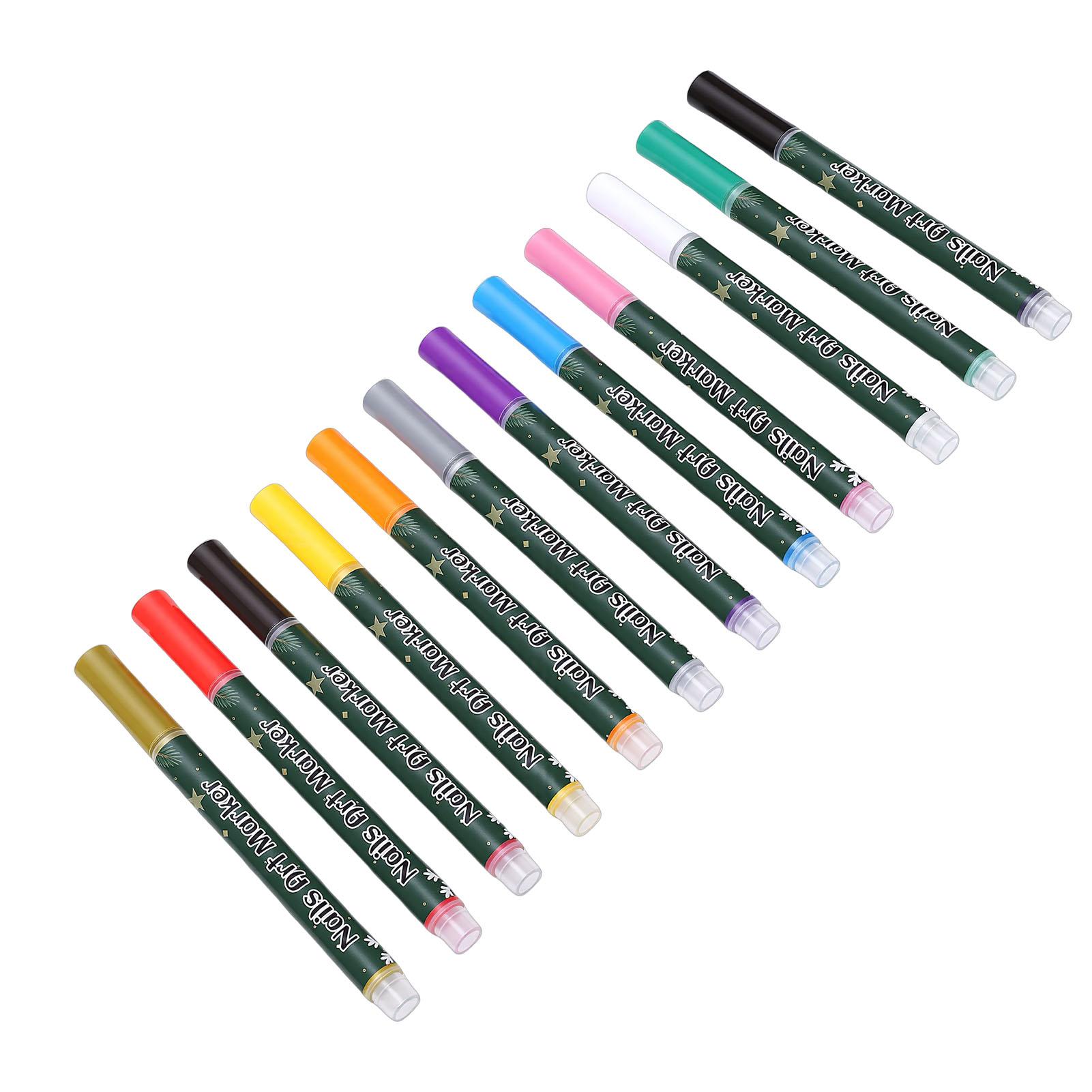 12 Colors Nail Art Pens for Painting Quick Drying Nail Art Design Graffiti Pen Acrylic Paint Marker