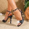 Pesstwei New Summer Polka Dot Pointed Toe Women Sandals Fashion Stiletto High Heels Buckle Strap Party Female Shoes