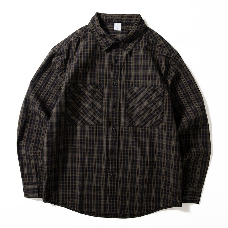 Japanese Retro Pure Cotton Plaid Shirt for Men, Long-Sleeved, New Autumn Style, Loose Casual Shirt, Artistic Hong Kong Style Jacket, Trendy