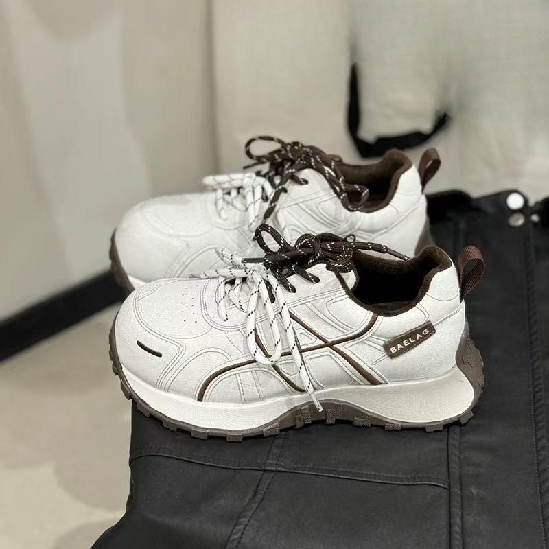 

All-match Sneakers Autumn and Winter New Round Toe Deep Mouth Lace-up Platform Non-slip Low-top Shoes 35 коричневый