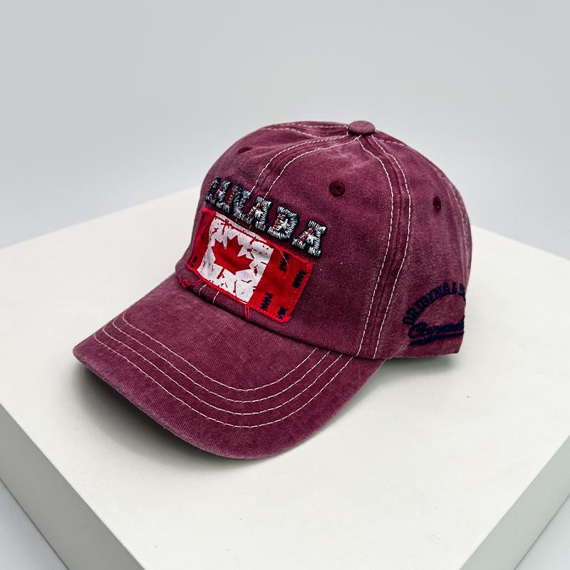 Neue Unisex Baseballkappen mit Stickerei der kanadischen Flagge, atmungsaktiv, Retro-Sonnenschutz, distressed, Schirmmützen, vielseitig, Mode, Freizeit