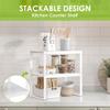 Expandable Cabinet Shelf Organizers Set of 2 Stackable Kitchen Countertop Shelf Storage Spice Rack Mug Organizer for Cabinet Co