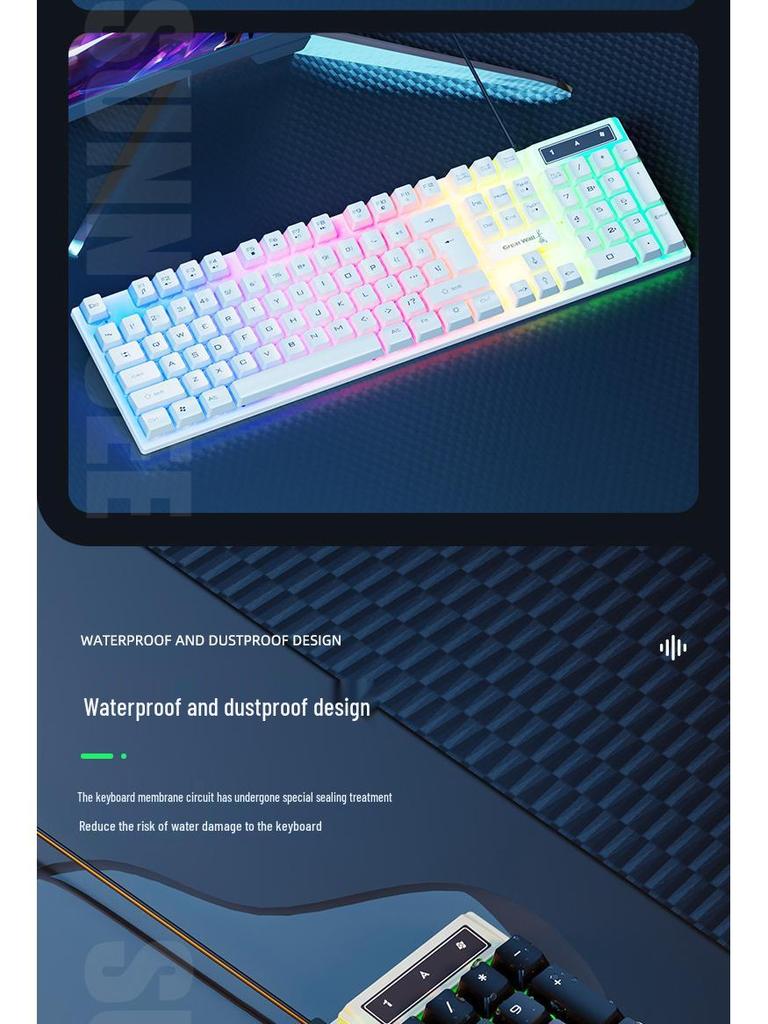 4-in-1 Wired Luminous Gaming Set: Keyboard, Mouse, Headset, Mouse Pad.