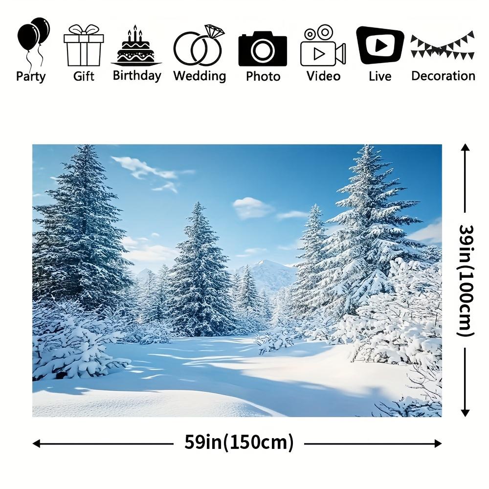 1pc Rustic Polyester Christmas Backdrop, Sparkling Winter Wonderland Scene, Durable Holiday Party Decoration, No Electricity Nee