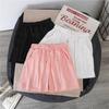 Women's Drawstring Elastic Waist Wide Leg Shorts A-Line Casual Shorts Thin Polyester Summer Sports Bermuda Shorts