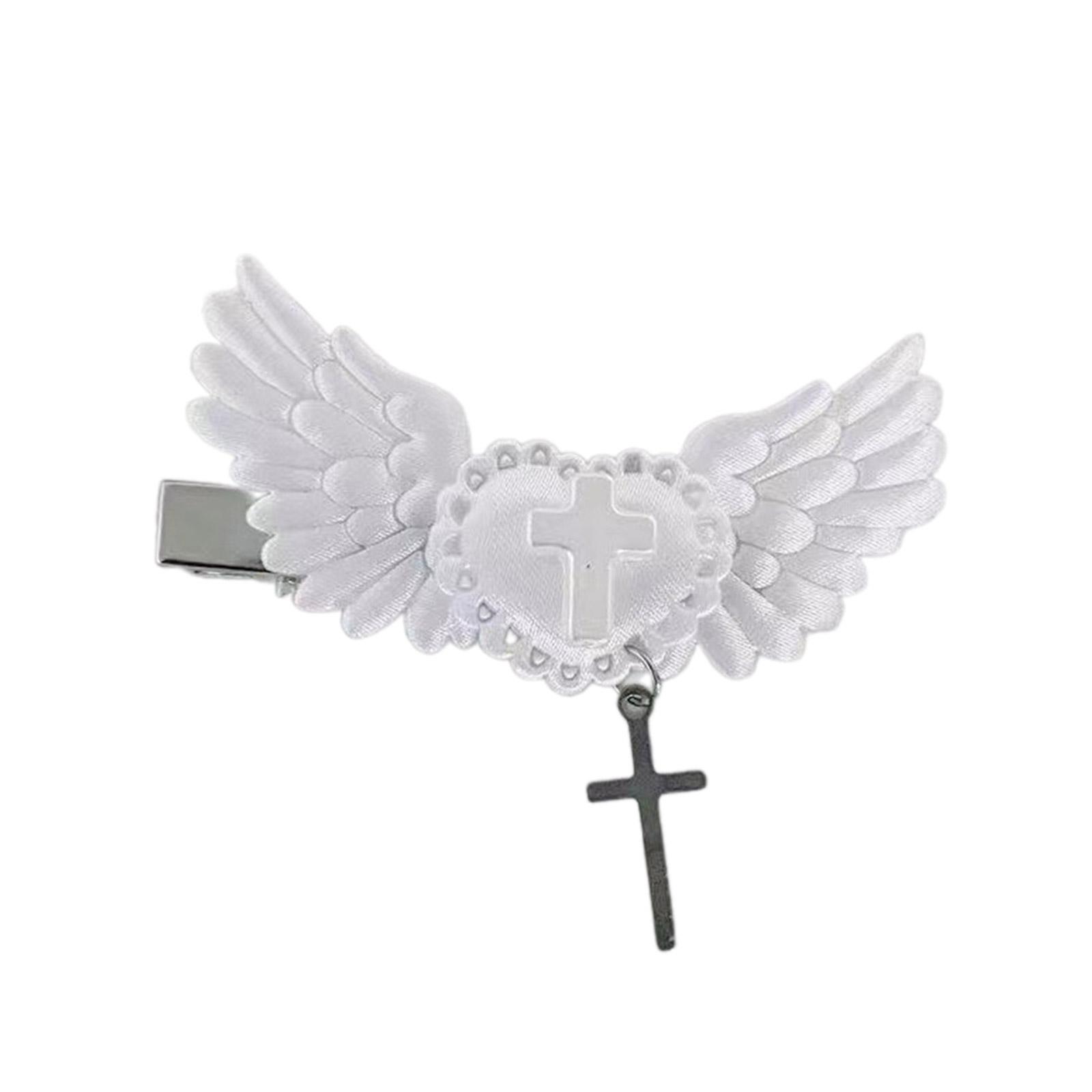 

Дівчачий шпилька для волосся з крилами ангела, мила шпилька для волосся з бантиком/серцем, сучасна шпилька-автомат для волосся для будь-якого віку, ефектний головний убір 2 білий