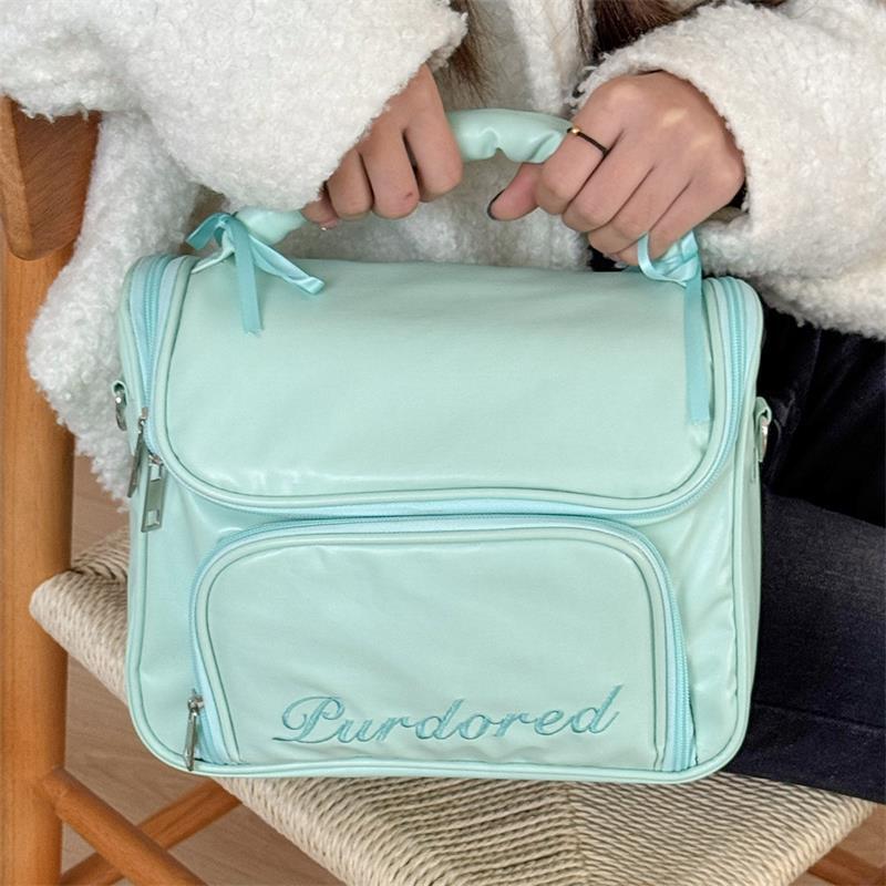 Cute Ballet Style Leather Cosmetic Bags Large Capacity Handbag Travel Portable Storage Bags Toiletry Bags Girly Makeup Bag Gifts