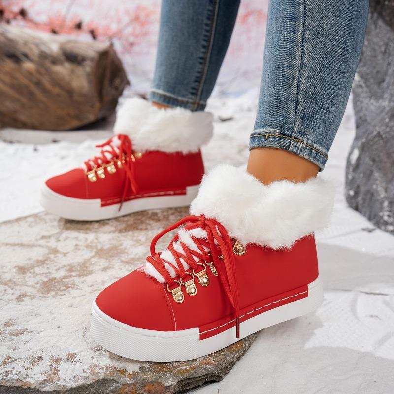 Fall/Winter 2025 New Plus Size Wool Snow Boots Lace-up Thick-soled Round Toe Women
