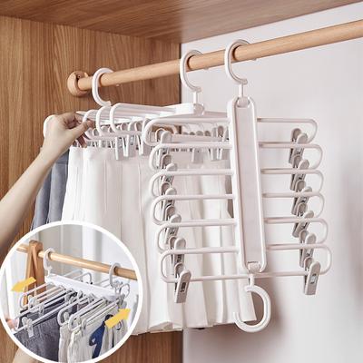 1PCS Folding Trouser Hanger,Retractable Magic Skirt Rack with Adjustable Clip,Multi-functional Organizer Racks for Pants Bra