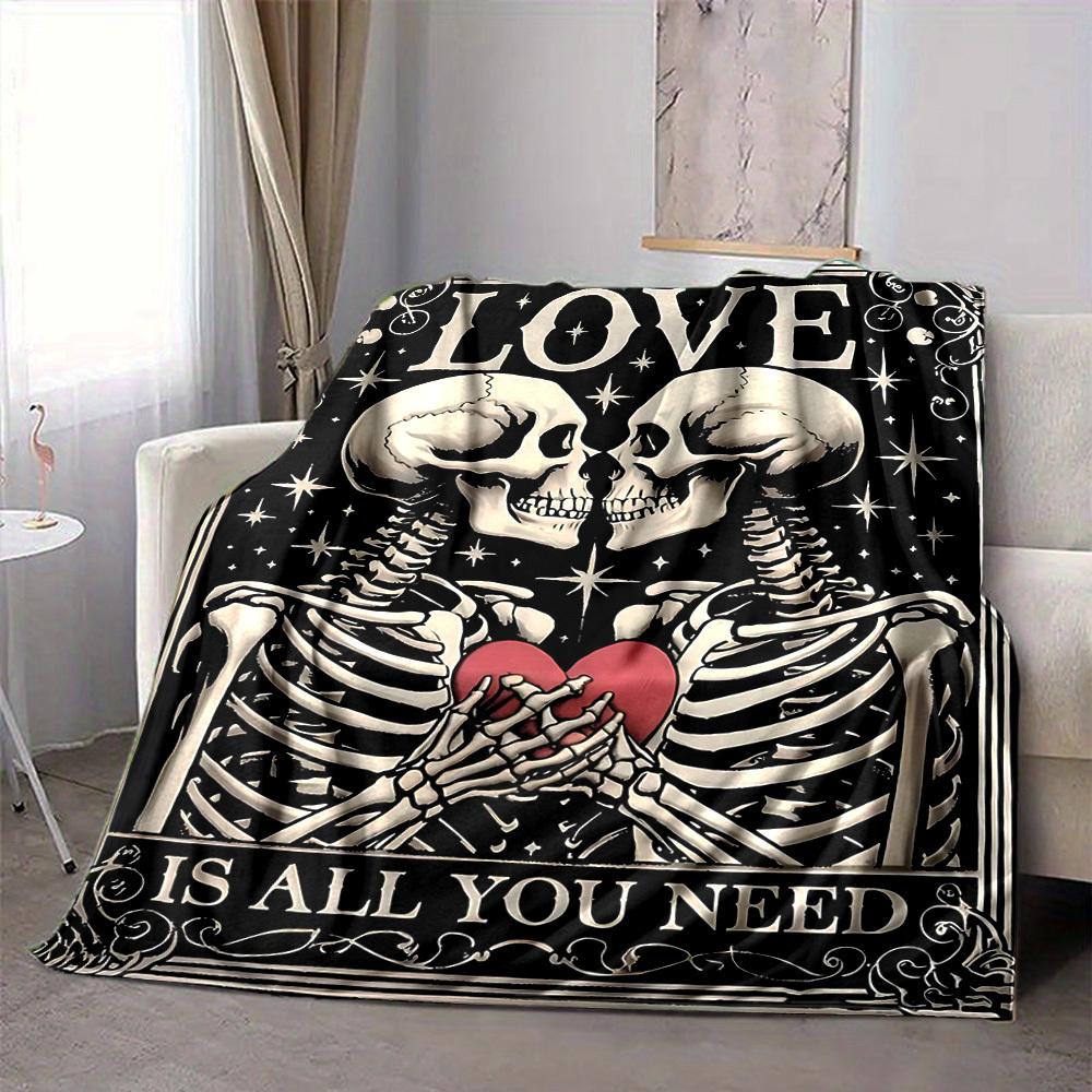 1PC Skeletal Love Blanket, Throw For Sofa, Bed, Travel, Camping, Livingroom,
