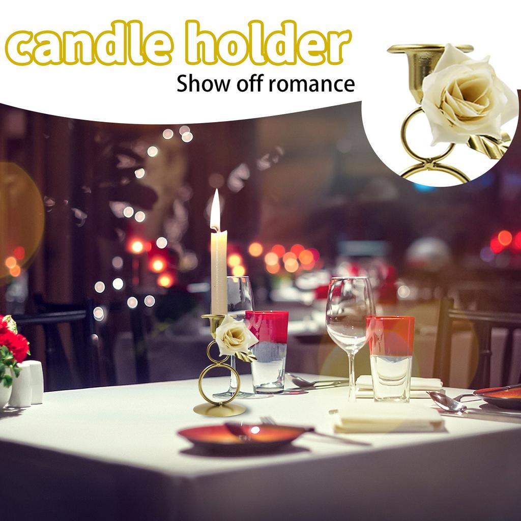 Iron Candlesticks, Vintage Metal Carved Flower Circular Ring Candle Holder Desktop Decorative Candle Stand For Wedding Dinning Party Table Home Decor