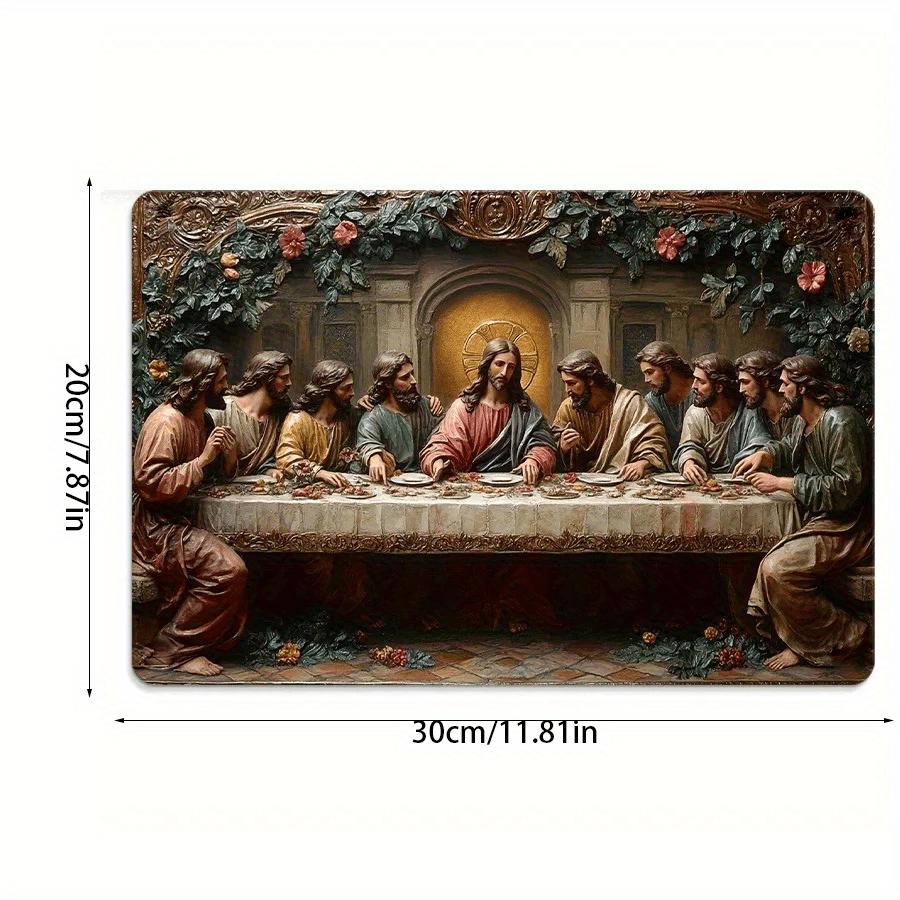 

2d Плоский 30*20см, Декоративна Дерев яна Табличка, Таємна Вечеря в Пишній Обстановці, Дерев яний Матеріал, Ідеально для Дому, Кухні, Саду, Спальні, Бару. 30*20cm