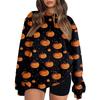 Women's Fashion Casual Long Sleeve Halloween Printed Neck Sweatshirt Top