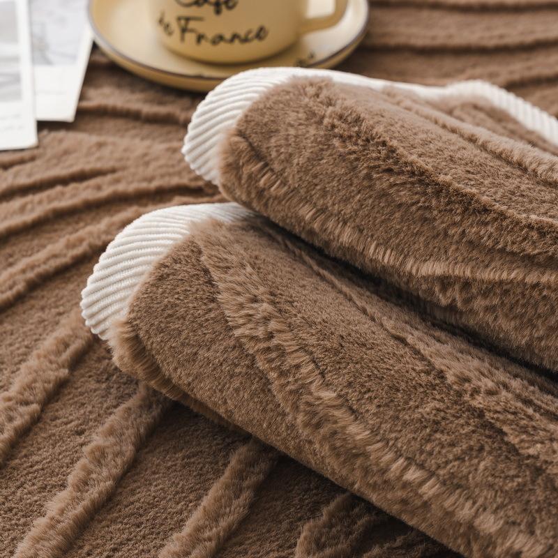 Winter Sofa Cushion  Autumn And Winter New Rabbit Plush Seat Cushion Non-Slip Leather Sofa Cover Cloth Towel Cream Wind